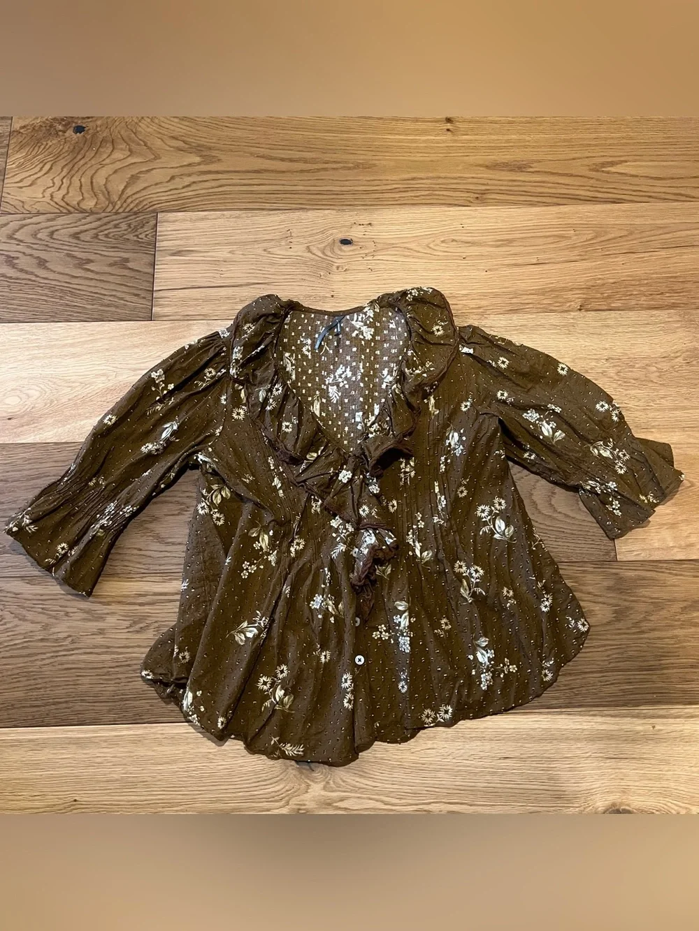 Anthropologie Poet Floral Ruffle Button-Front Blouse
